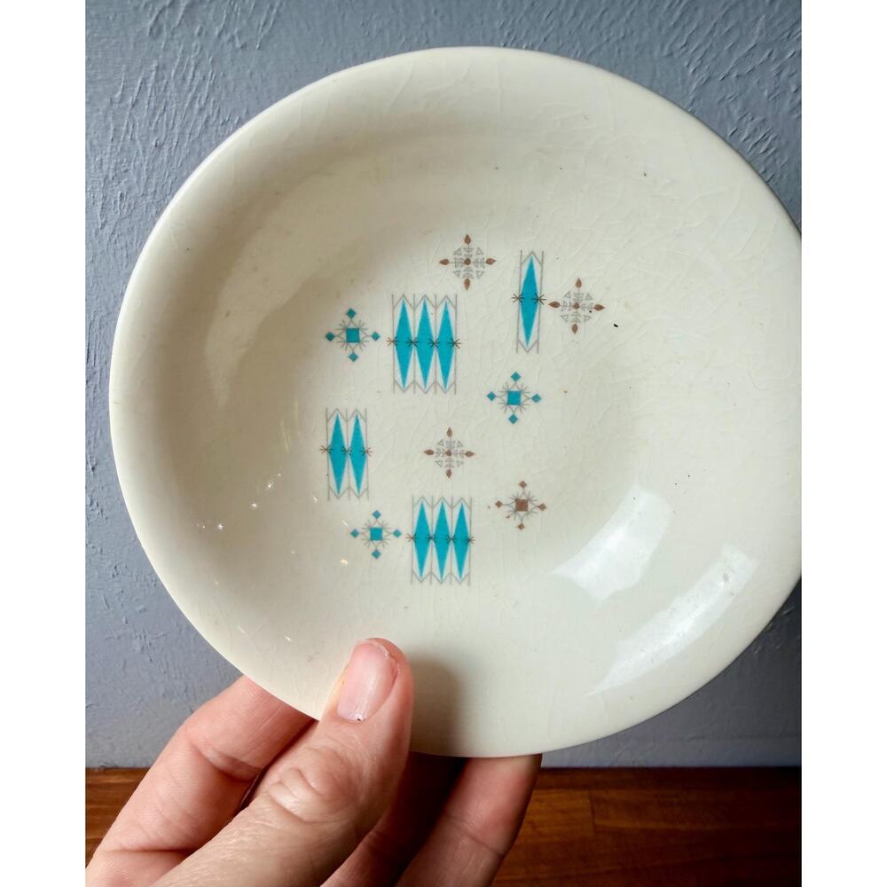 Set of 2 Mid Century Modern Atomic Starburst Berry Bowls | Turquoise Trinket - Picture 5 of 15